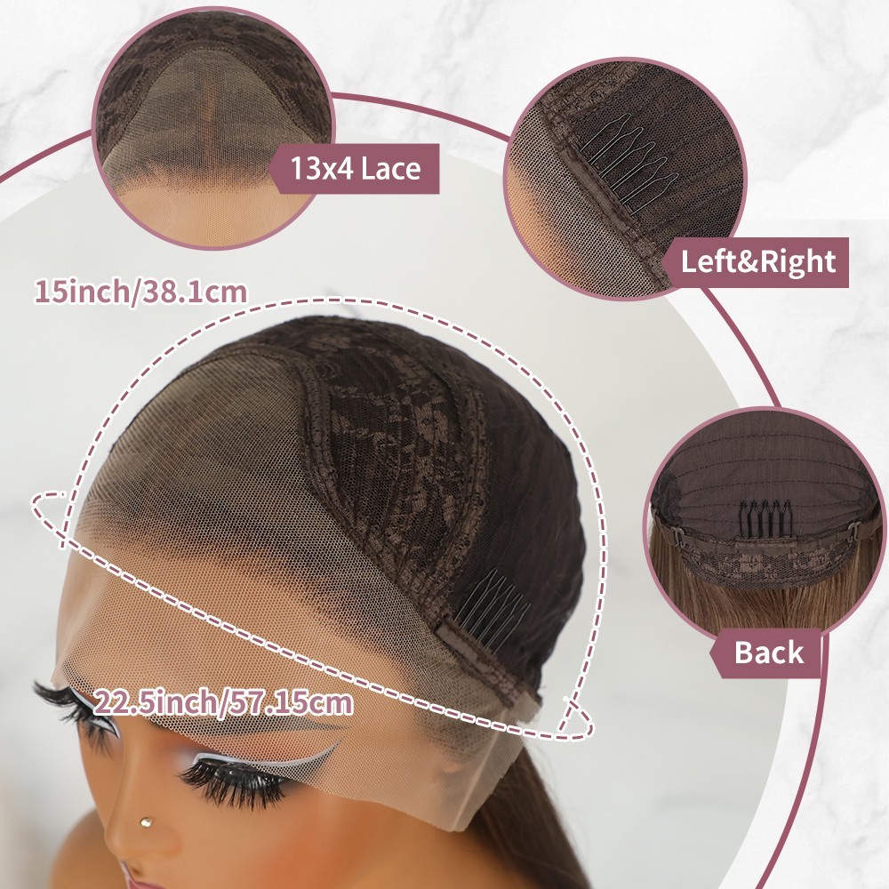 13×4 Free Part Pre Plucked Natural Hairline Lace Front Wigs Dark Brown Glueless