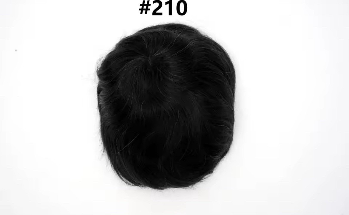 Men’s Human Hair Toupee Hairpiece Transparent Ultra-Thin Skin V-Loop Wavy