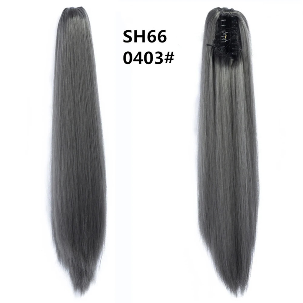 Women 24Inch Long Straight Synthetic Claw On Ponytail Hair Extensions Hairpiece