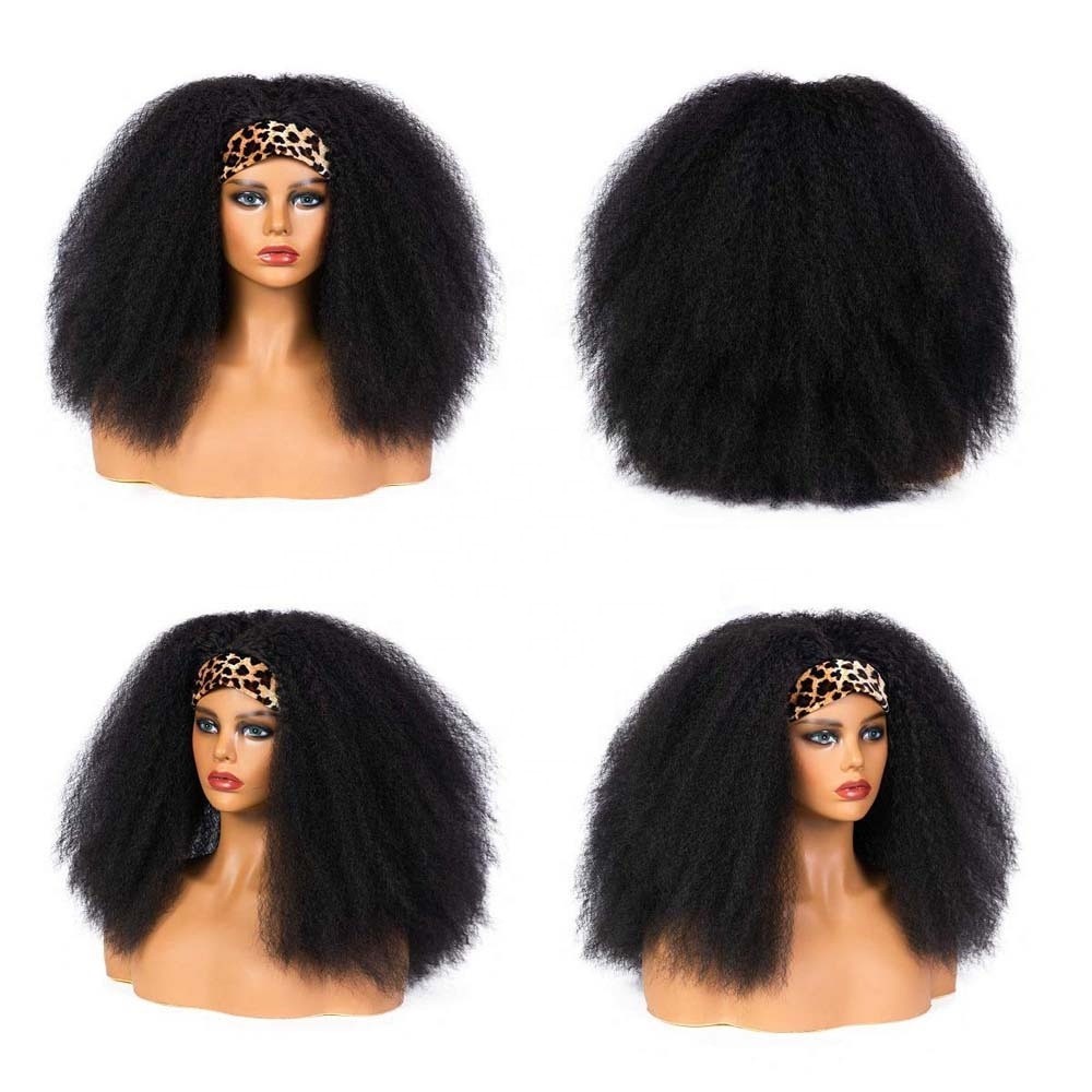 Headband synthetic afro kinky straight hair wig 14inches and 18 inches