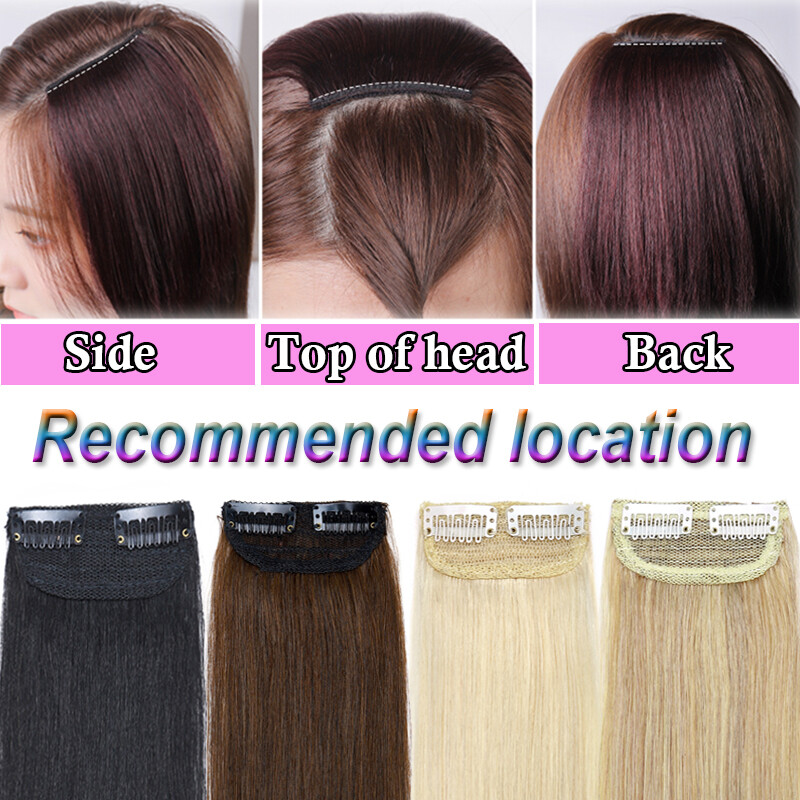 4in-12in Pad High Human Hair Root Clip In Real Hair Extensions Patches Hairpiece