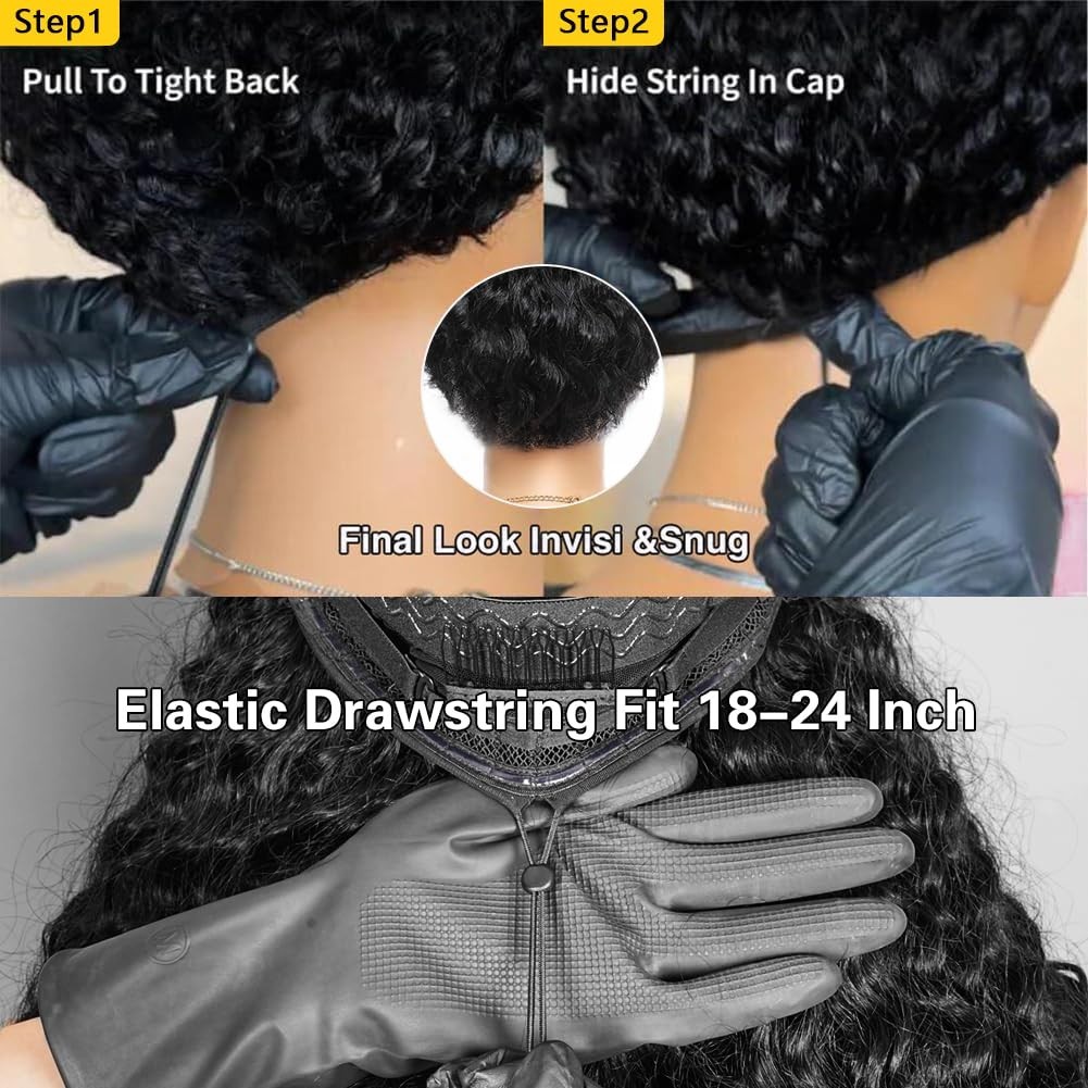 26 Inch 200% Density Deep Wave Glueless Lace Front Wig – Pre Plucked Curly Hair