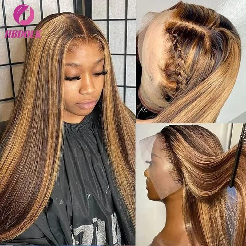 Ombre 4/27 Honey Blonde Lace Front Wig 13×4 Bone Straight Human Hair