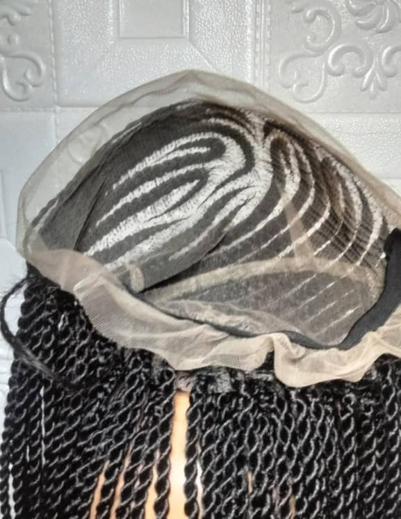 Braided Wig. Cornrow Lemonade Braids with Twist Box Braids. Full Lace Baby Hair