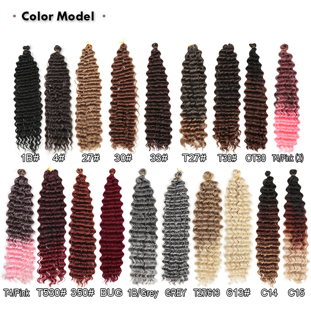 22″-28″ Deep Wave Twist Crochet Hair Afro Curls Ombre Braiding Hair Extensions