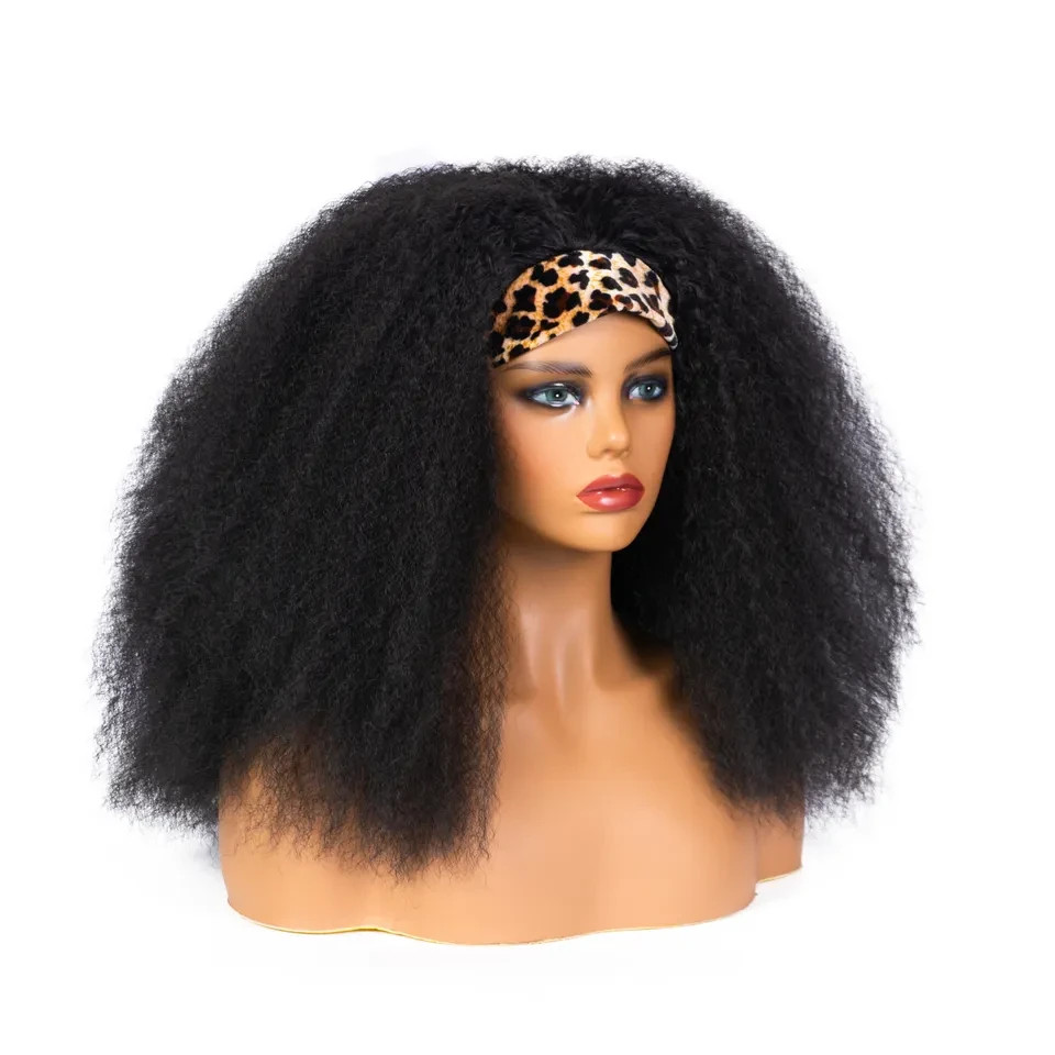 Headband synthetic afro kinky straight hair wig 14inches and 18 inches
