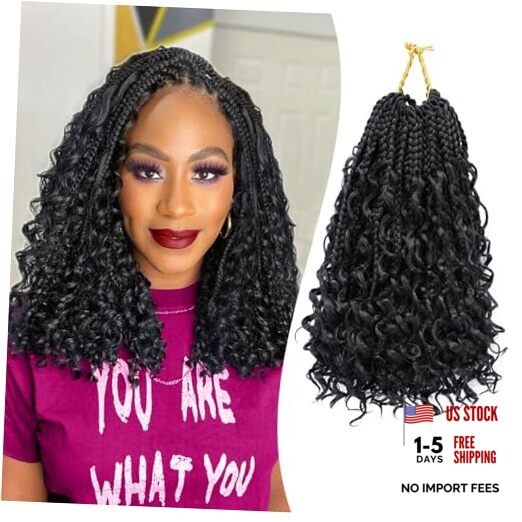 Goddess Box Braids Crochet Hair 10 Inch 8 Packs Pre 10 Inch(pack of 8) 1B