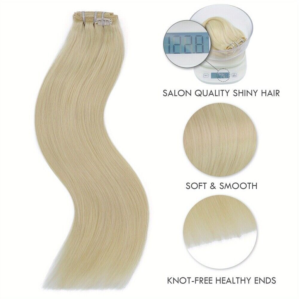 Clip in Hair Extensions Real Human Hair 100% Human Hair 7 Pcs 120g Soft Straight