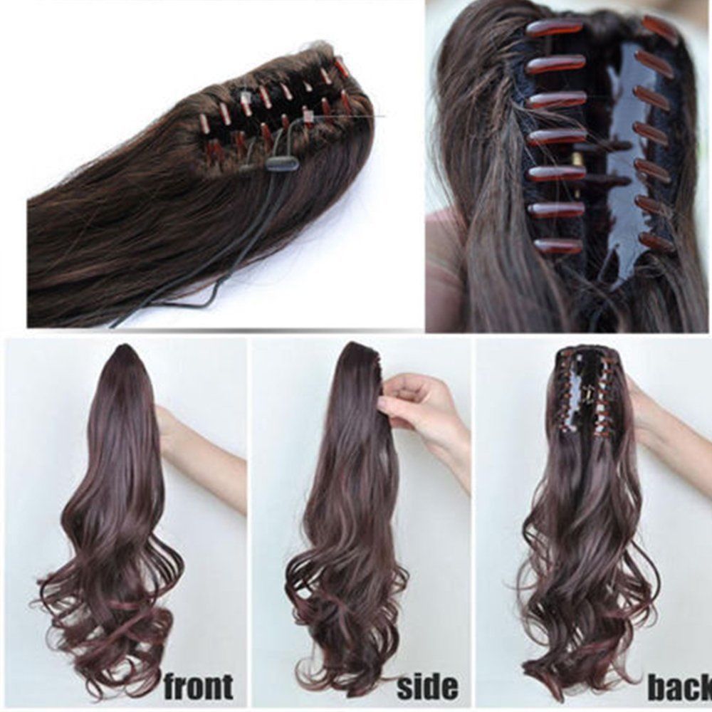 POP Lady Claw Ponytail Short Braid Long Curl As Real Pony Tail Hair Extensions a