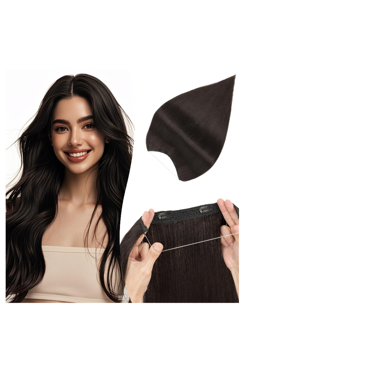 Tesshair Halo Hair Extensions Straight 100 Real Human Hairno Wire Extensions
