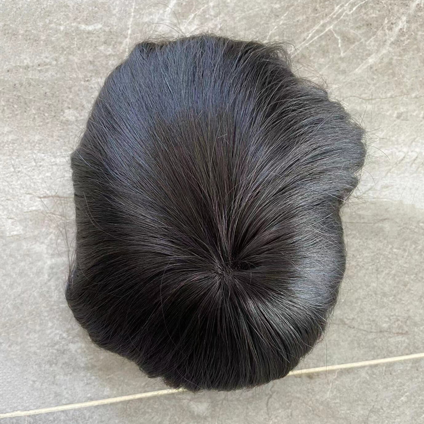 Durable Mens Toupee Human Hair Replacement System Fine Mono Poly Skin Hairpiece