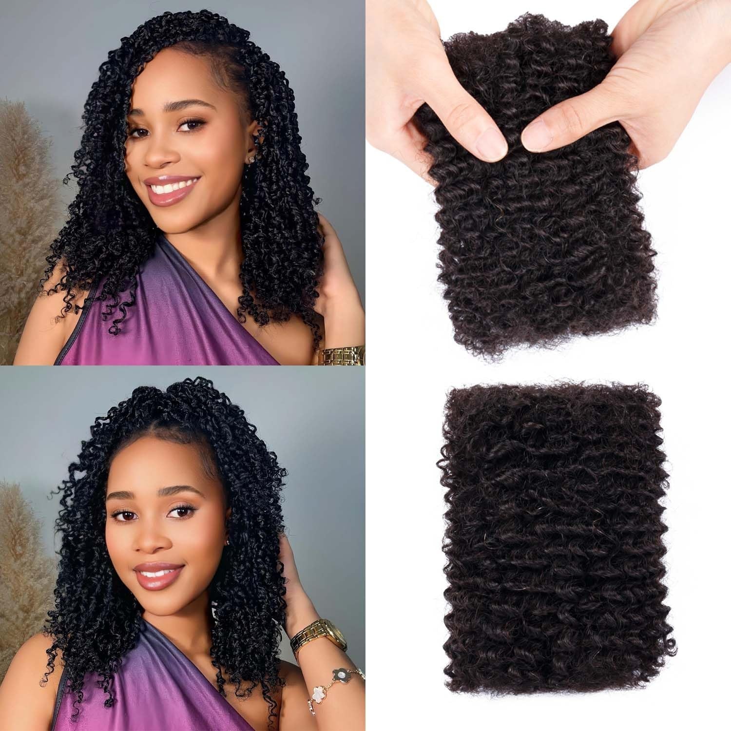 10 in Afro Kinkys Bulk Human Hair Dreadlock Extensions 60g #1B Natural Black