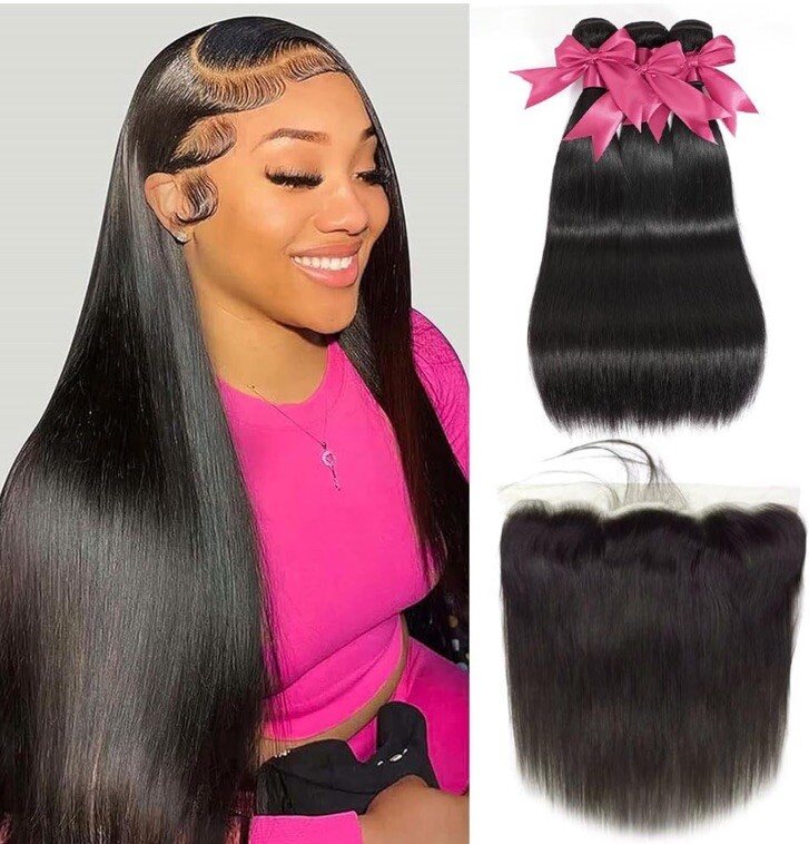 10A Human Hair 16 18 20 22 In Brazilian Virgin Human Hair Bundle With Frontal