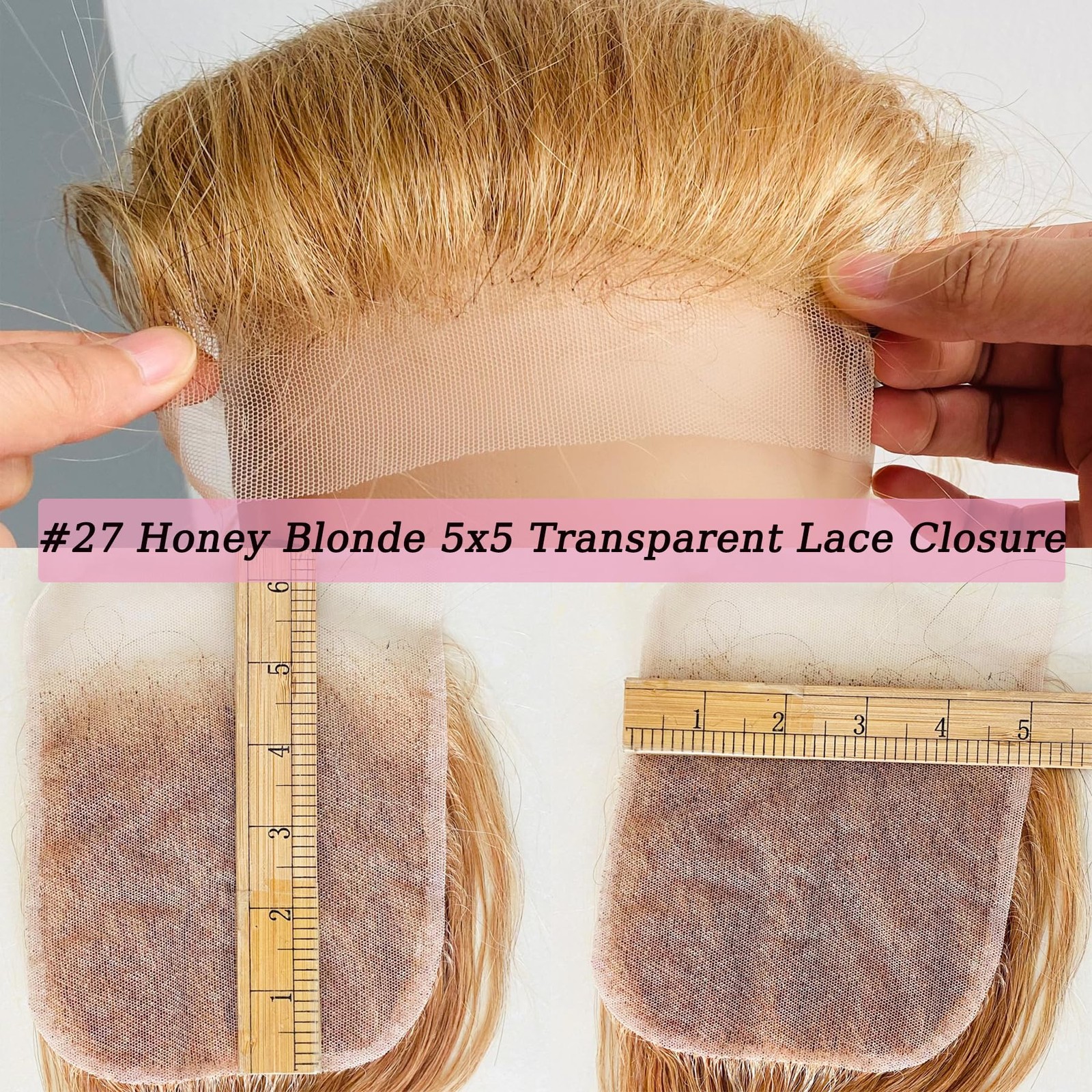 Kafeier 5X5 Honey Blonde Closure Human Hair 27 Body Wave Closure Bleached Konts