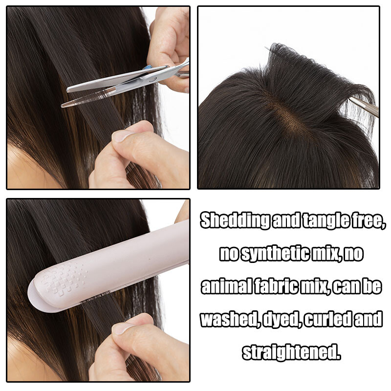 100% Remy Human Hair Topper Clip In Top Full Lace Base MONO Toupee Hairpiece US