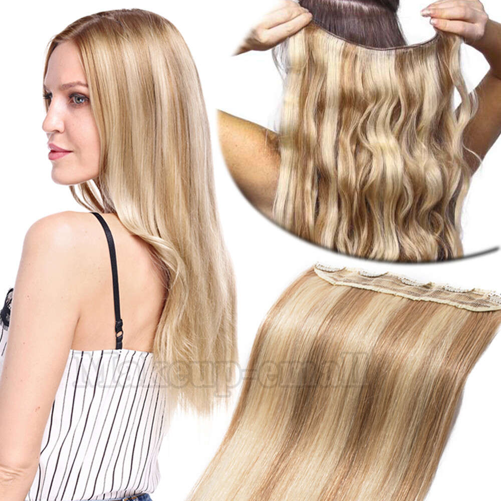 Deluxe Clip in 100% Remy Human Hair Extensions Full Head One Piece Weft US Salon