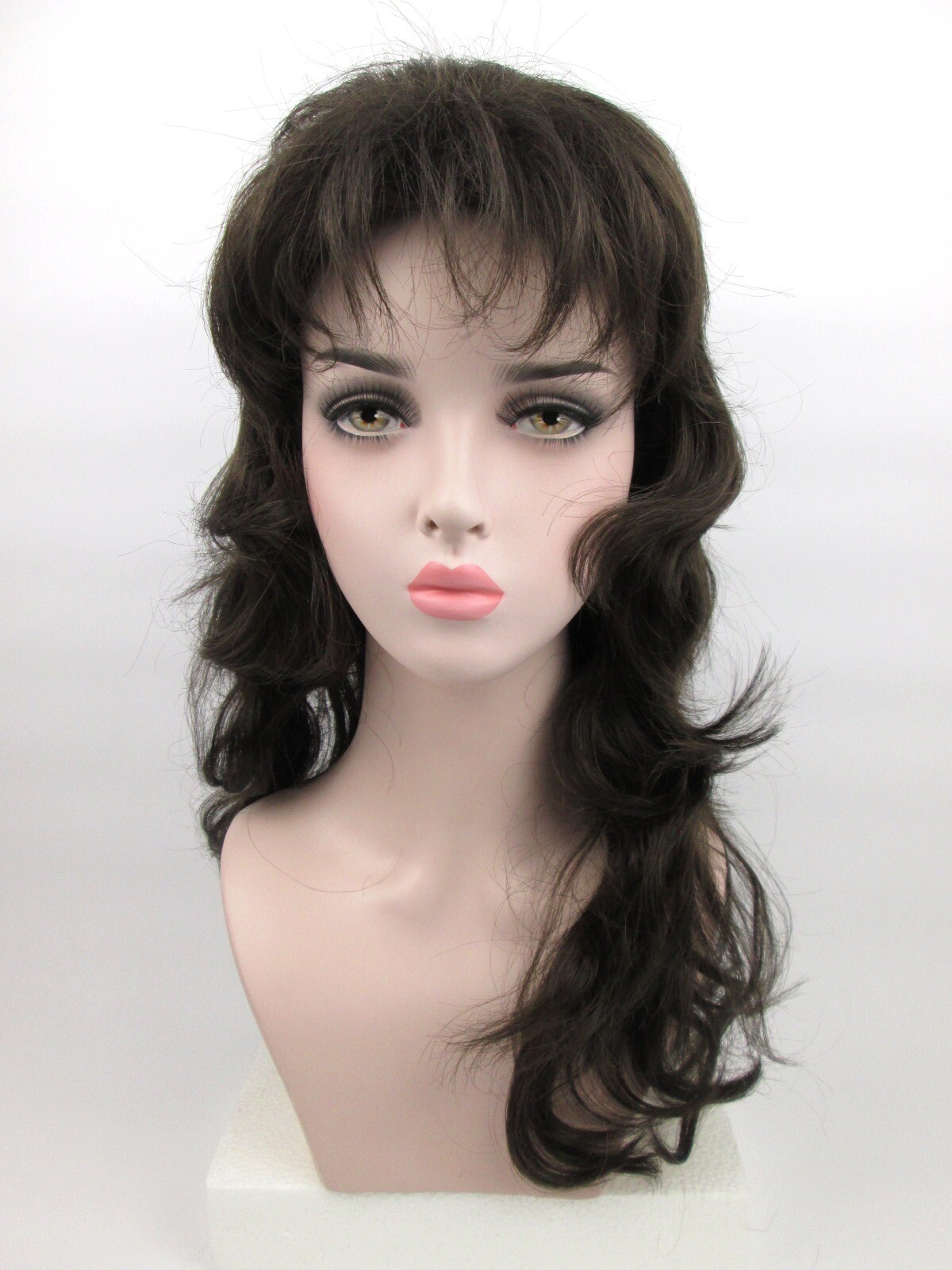 80S 90S WOMEN LADY 29″ LONG STRAIGHT HAIR LAYERED SHAG STYLE WIG W/ BANGS JODY