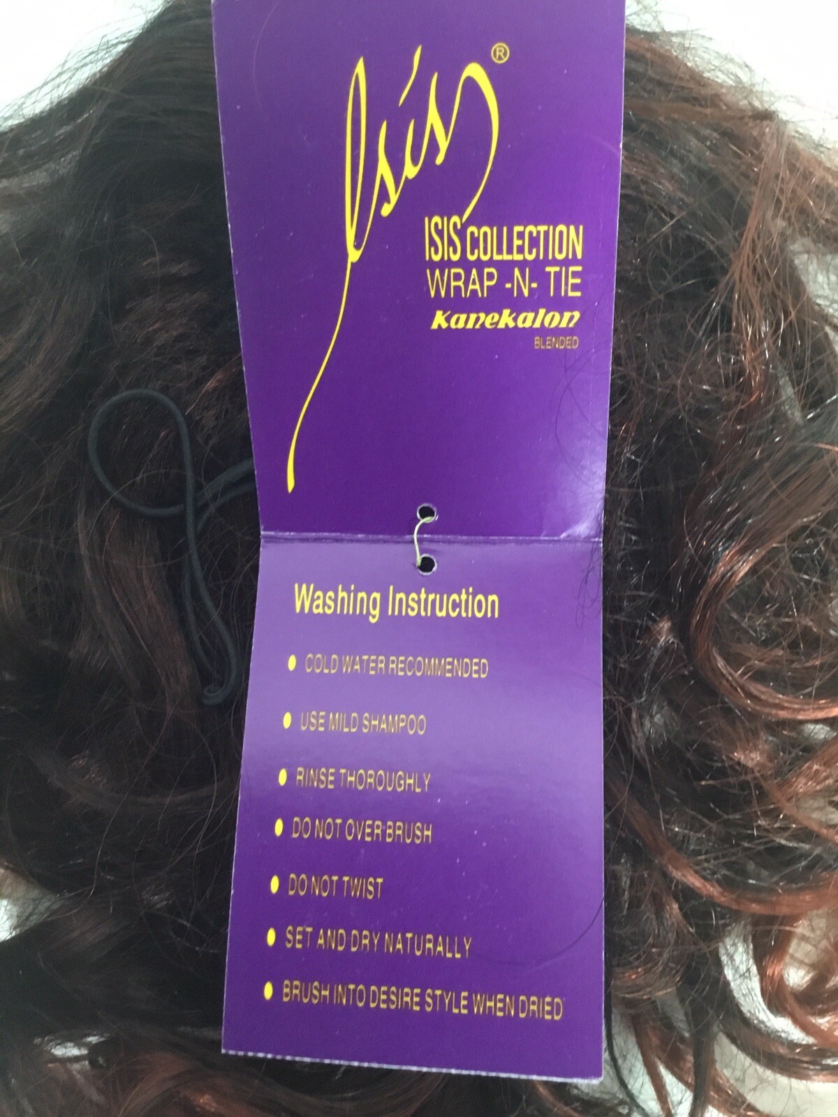 New! ISIS Collection Wrap-N-Tie Hairpiece Soft Curls Dark Brown /Red (6-ISS) NWT