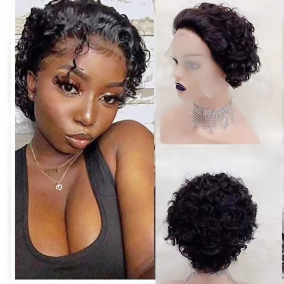 Short Black Hair Brazilian Kinky Curly Human Hair Wigs Machine Made Fashion Sexy