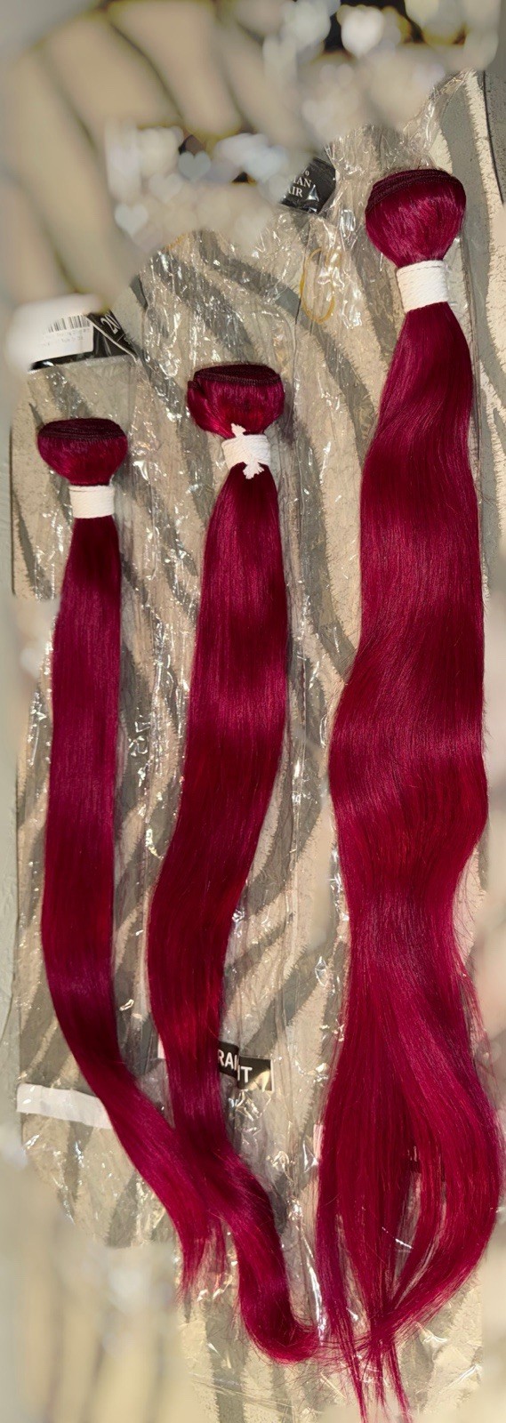 100% 1 Donor Only Human Hair,3 Bundle Pack,Bright,Deep Red, 22,24,26 Inch