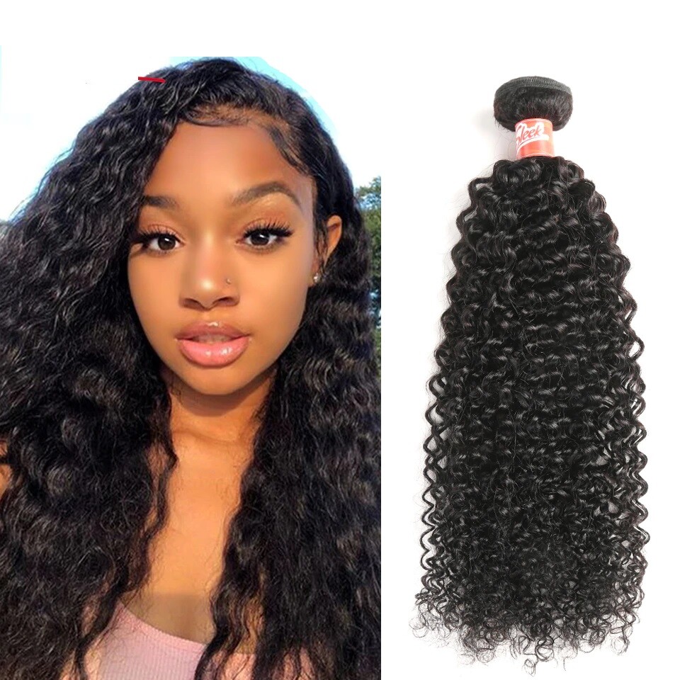 Jerry Curl unprocessed Virgin Brazilian Human Hair 1&3 Bundle natural color