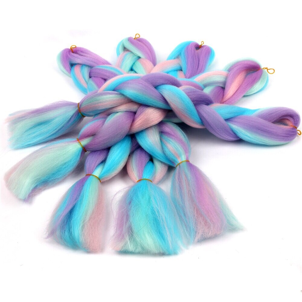 1 Pack 100g Braiding Hair Pink Purple Blue Color Synthetic Hair Extensions
