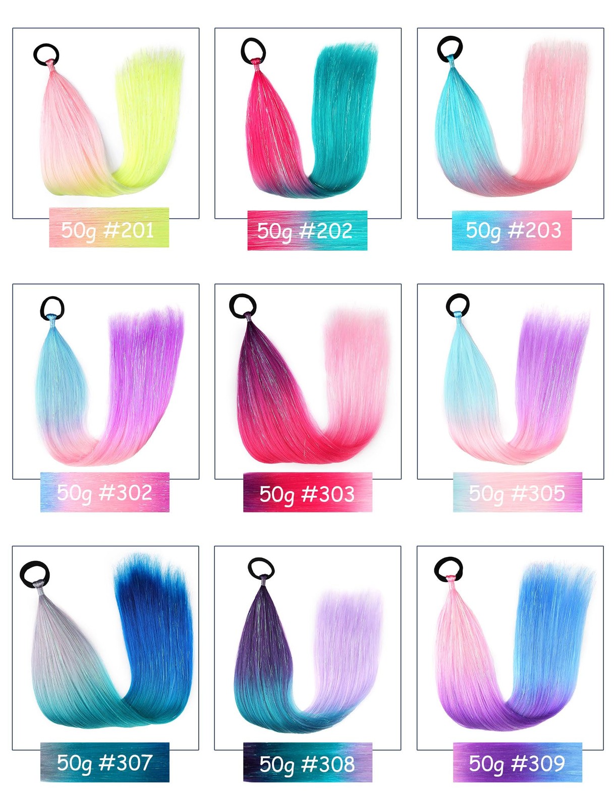 Ponytail Extension with Tie, Colored Hair Extension, Festival Crazy Hair Day …