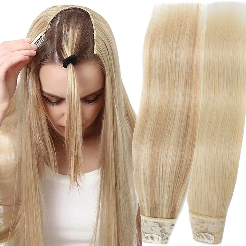 V-shape One Piece Clip In 100% Remy Human Hair Extensions 3/4 Full Head Weft
