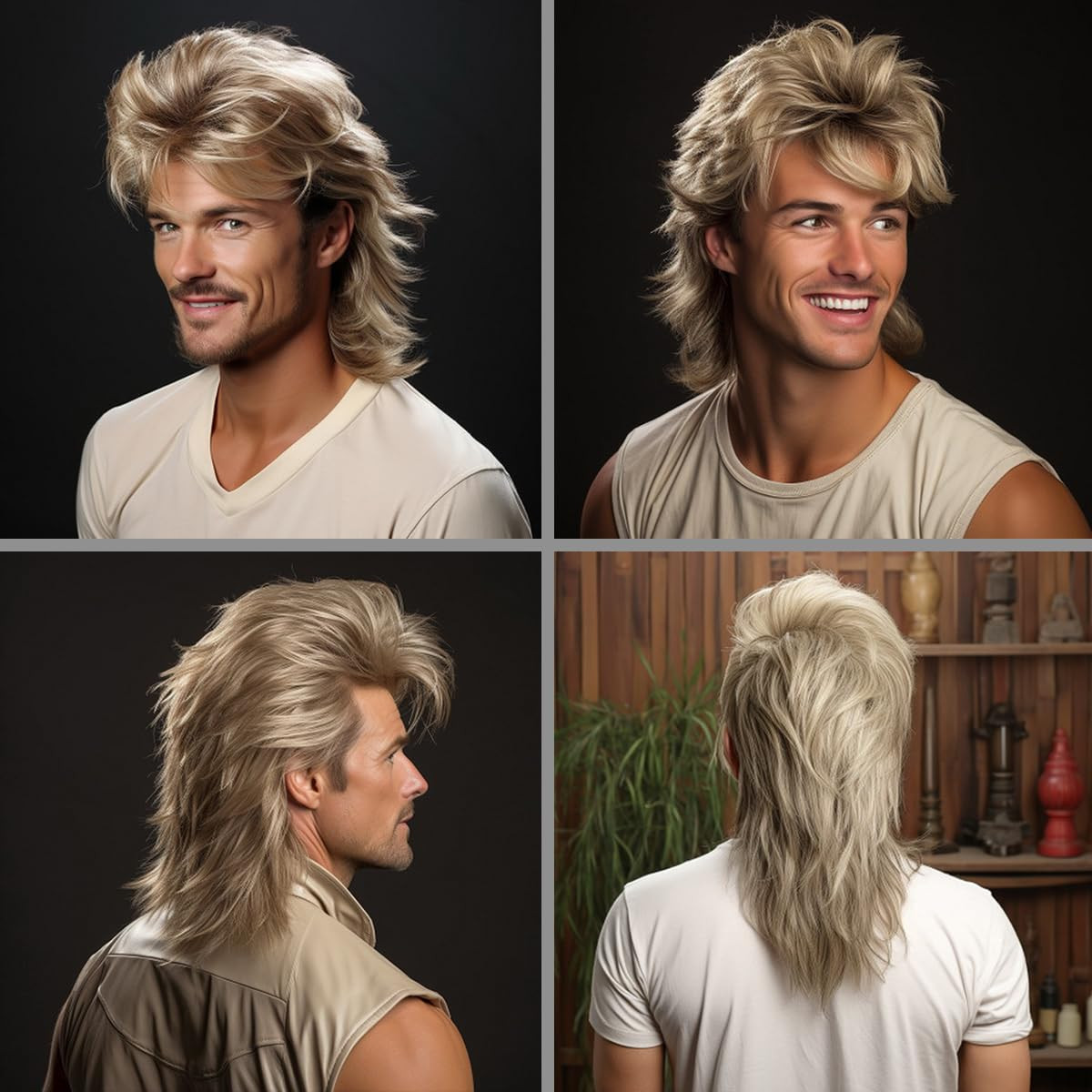 Blonde Mullet Wig|Adult Men’S Funny Wigs|Pop Rock Wig|Joe Dirt Wig for 70S & 80S