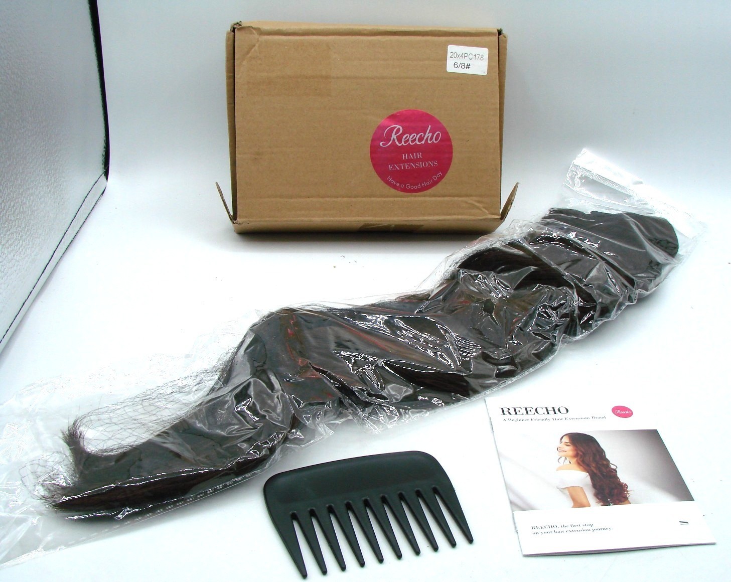 NEW Reecho Chocolate Brown 2pc Clip In Hair Extensions Long Straight Wavy Thick