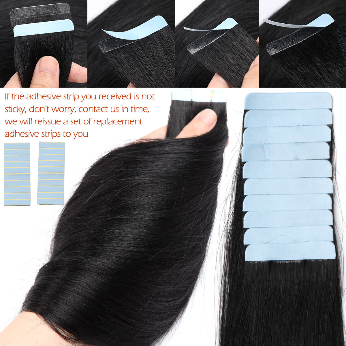 Thick Russian Tape In Remy Human Hair Extensions Skin Weft 10PCS-80PCS FULL HEAD