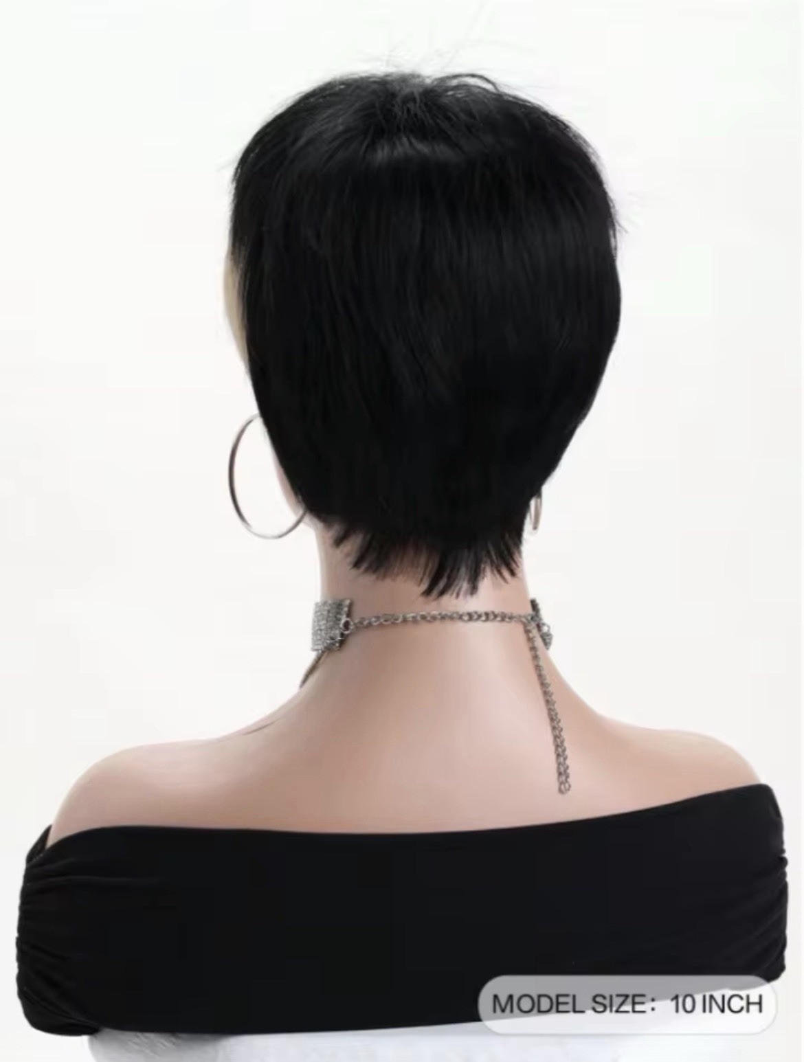 Women Straight Pixie Wig 10in Black With Blonde & Red Highlights Colored