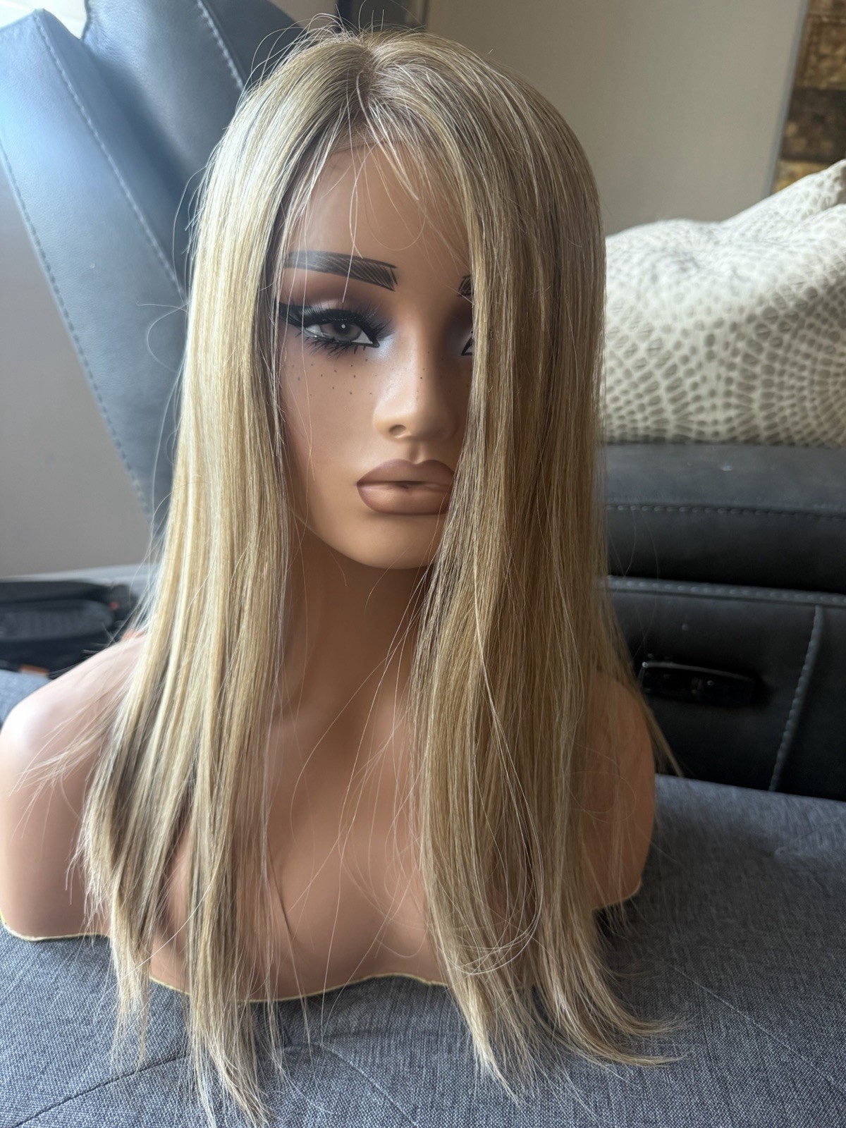 human hair lace Top European Hand tied Wig 18 Inches Size Small