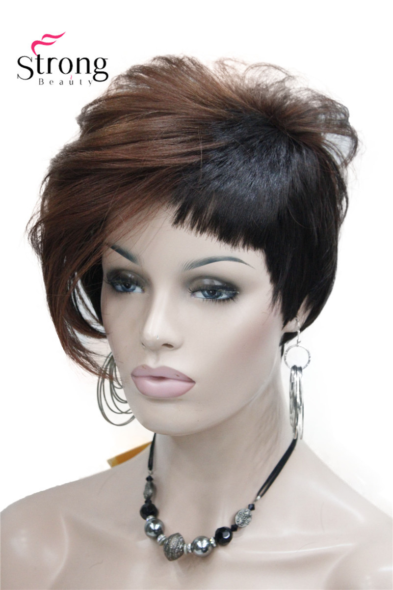 Short Soft Asymmetrical Golden Blonde Brown Ombre Heat freindy Synthetic wig