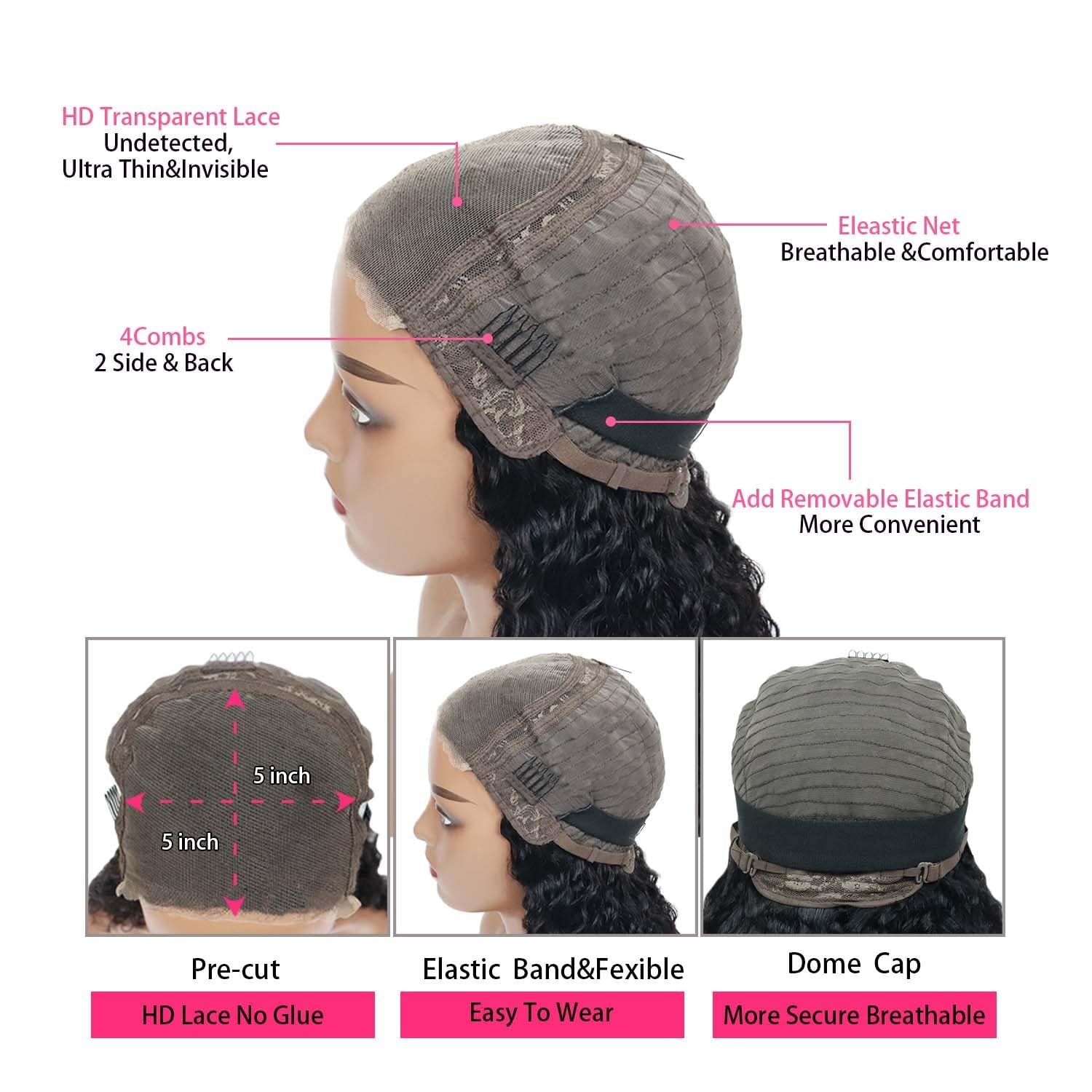 Simeider Glueless Wigs Human Hair Pre Plucked Pre Cut 5X5 Hd Lace Closure Wigs
