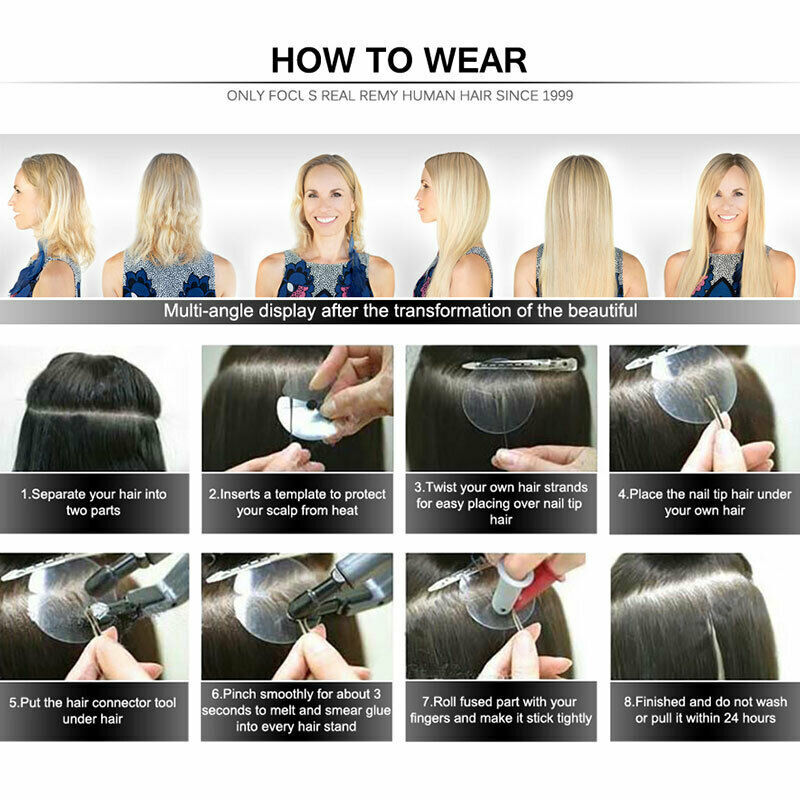 Keratin Bonded Nail U Tip Human Hair Extensions Double Drawn Thick Full Head 1g