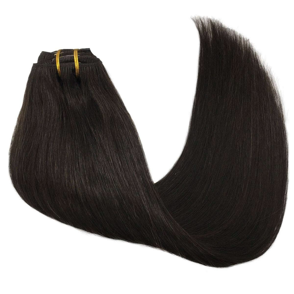Clip in Hair Extensions Real Human Hair Durable Clip-on Sewn Wefts Hair 8pieces