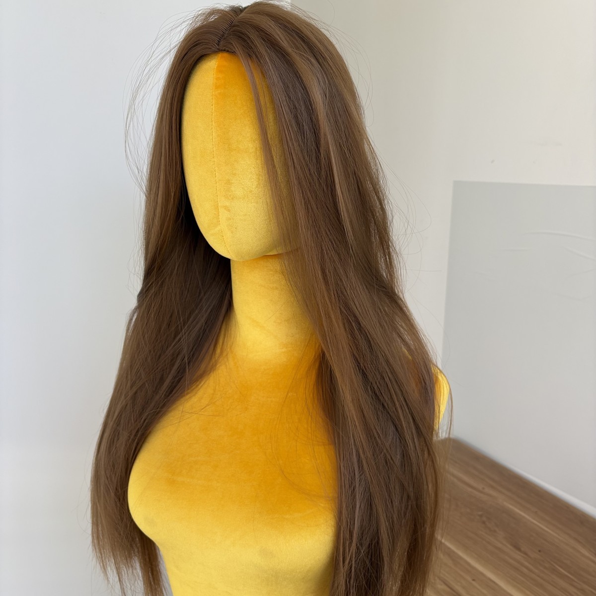 Cosplay Wig Heat Resistant Hair Soft Layered Medium brown Long Straight