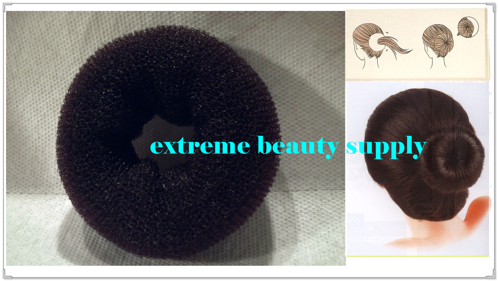hair bun donut BLACK french rolls 3 1/2″ diameter mesh