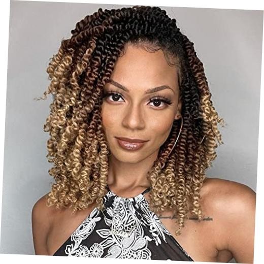 Pre Twisted Passion Twist Crochet Hair 10 Inch 8 10 Inch (Pack of 8) #1B/30/27