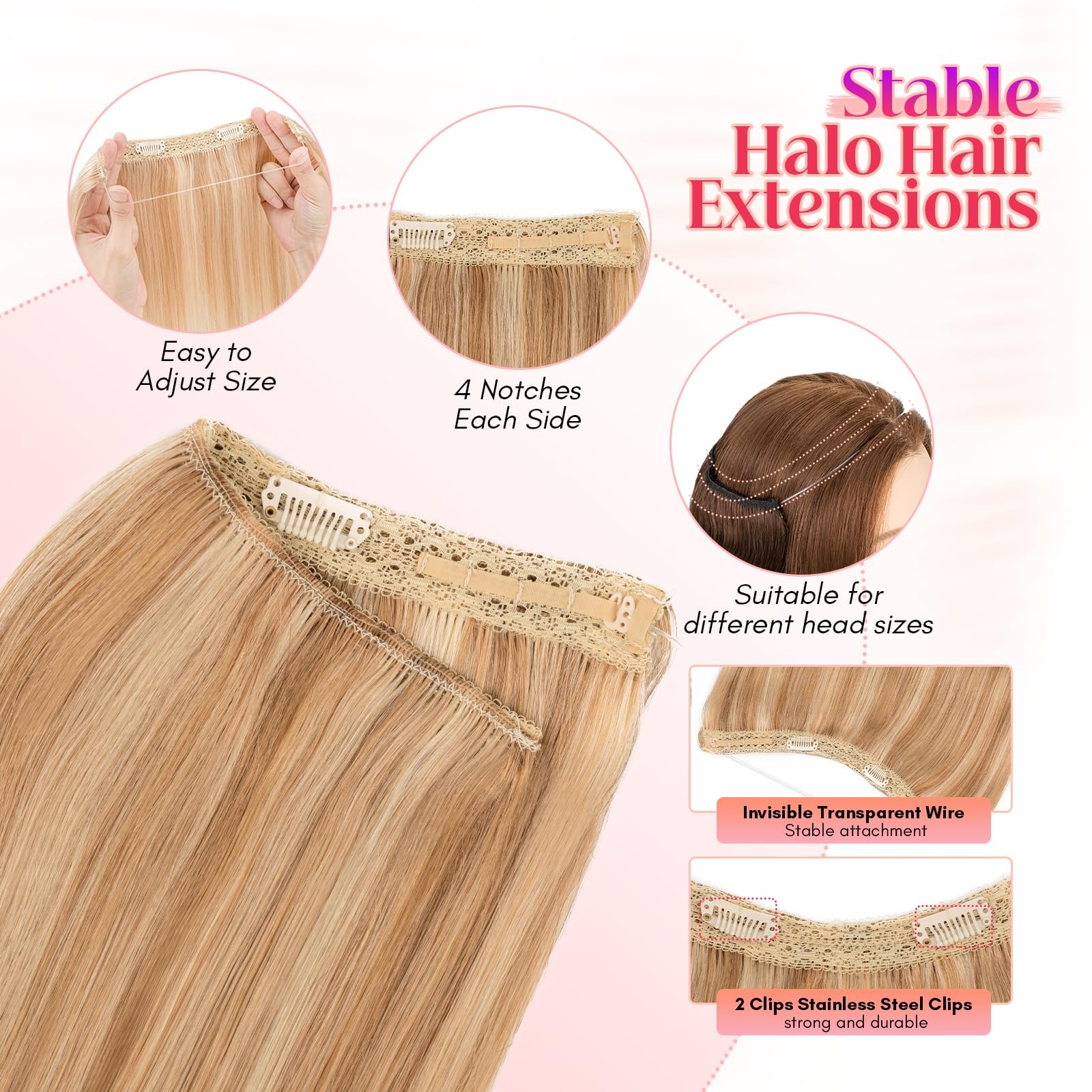 Rich Choices 100 Real Human Halo Hair Extensions For Women Remy Halo Extension