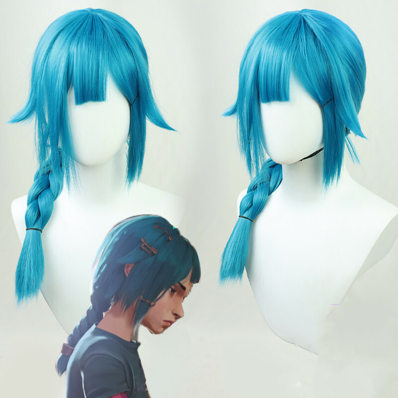 Game LOL Kid Jinx Baobao Cosplay Wig for Unisex Women Girl 60cm