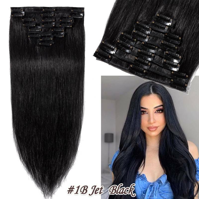 Clip In Remy Human Hair Hair Extensions Full Head 8Piece 18Clips 14″ 16″ 18″ 20″