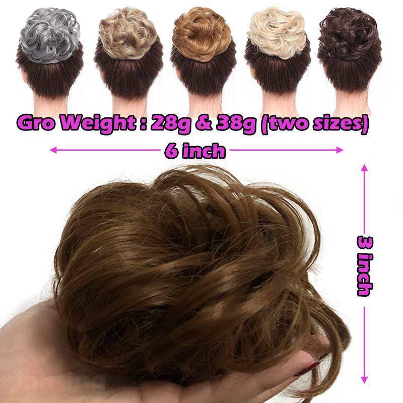 Real Thick Messy Bun Hair Piece Scrunchie 100% Natural Hair Extensions As Human