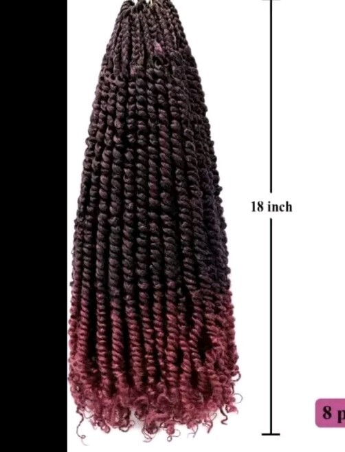 Passion Twist Hair Burgundy 18″ – 8 Pack High Quality Synthetic Bohemian Hair