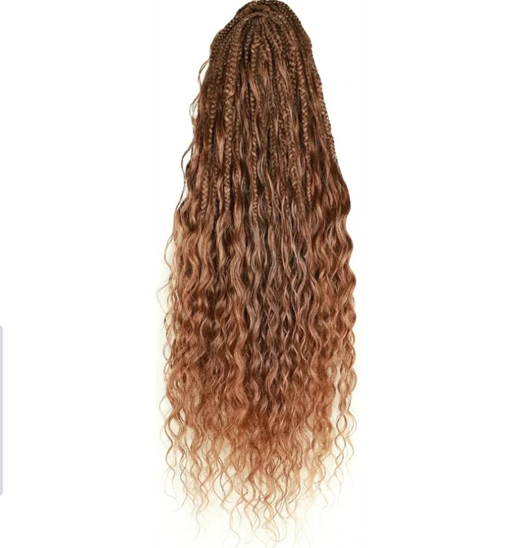 Boho Braids 80 Extensions 18″ Color #30 Curly Human Hair Arukihair Retail $172