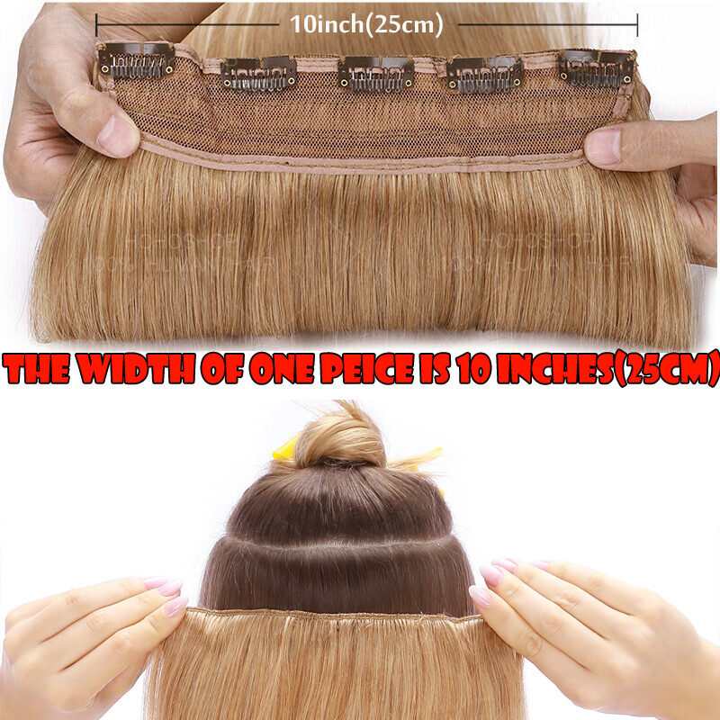 One Piece Softs Thick Real Hair Extensions Clip In Human Hair Weft 3/4 Full Head