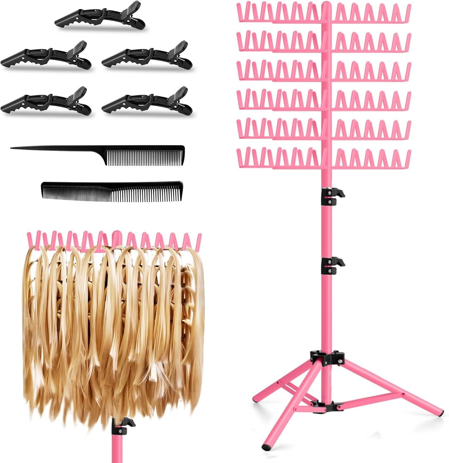 Braiding Hair Rack Height Adjustable 144 Pegs Braiding Rack Hair Extension Ho…