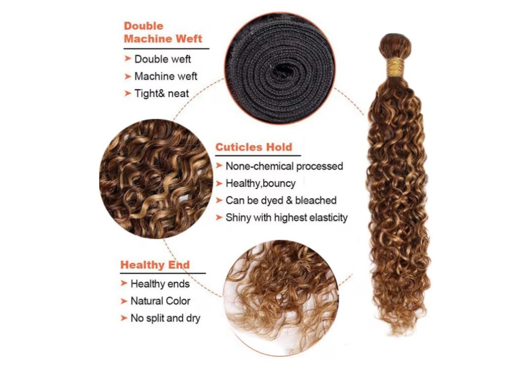 3 Synthetic Hair Bundles Brown Blonde Highlights Wavy 14 16 18 Inch Extensions