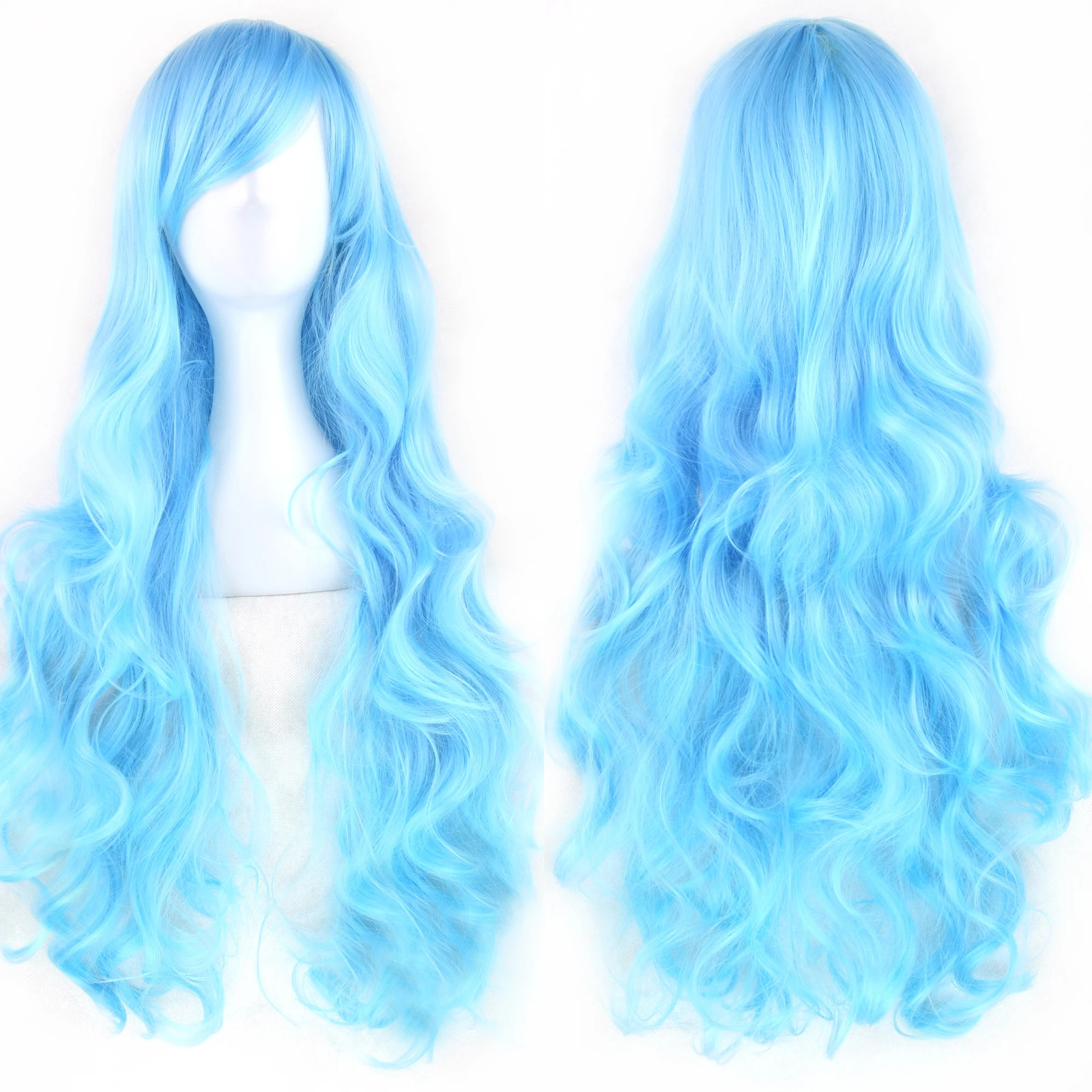 Soowee Curly Long Synthetic Green Wig Pink Black Party Cosplay Wigs Women